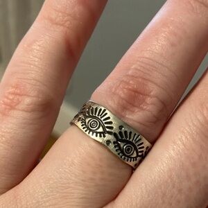 ***SOLD*** Stamped eye ring sterling silver size 6.5 by deer girl designs
